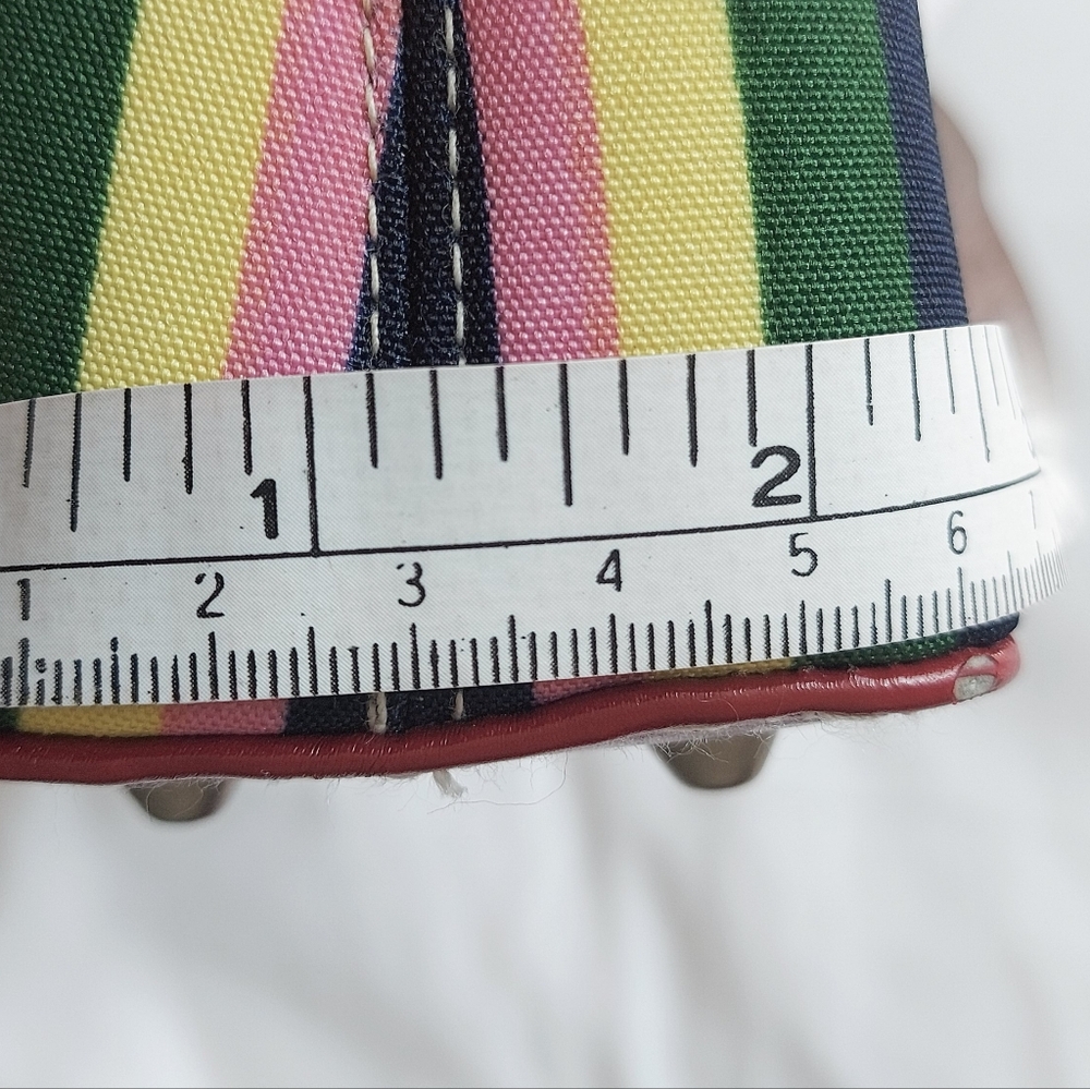 Vintage K18 Shoulder Strap Bag Fabric Multicolor Stripe Summer Beach Handbag - Picture 7 of 15